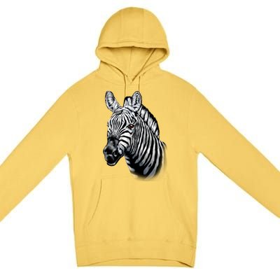 Wildlife - Big Face Zebra Up Close Portrait Premium Pullover Hoodie