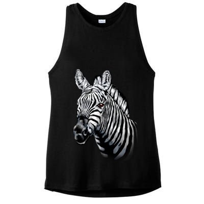 Wildlife - Big Face Zebra Up Close Portrait Ladies PosiCharge Tri-Blend Wicking Tank