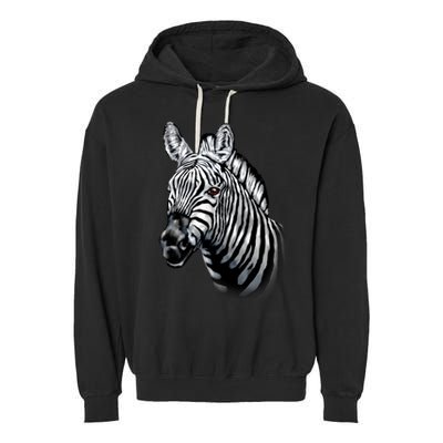 Wildlife - Big Face Zebra Up Close Portrait Garment-Dyed Fleece Hoodie