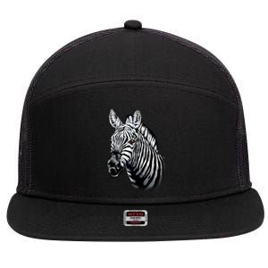 Wildlife - Big Face Zebra Up Close Portrait 7 Panel Mesh Trucker Snapback Hat