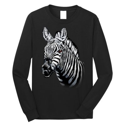 Wildlife - Big Face Zebra Up Close Portrait Long Sleeve Shirt