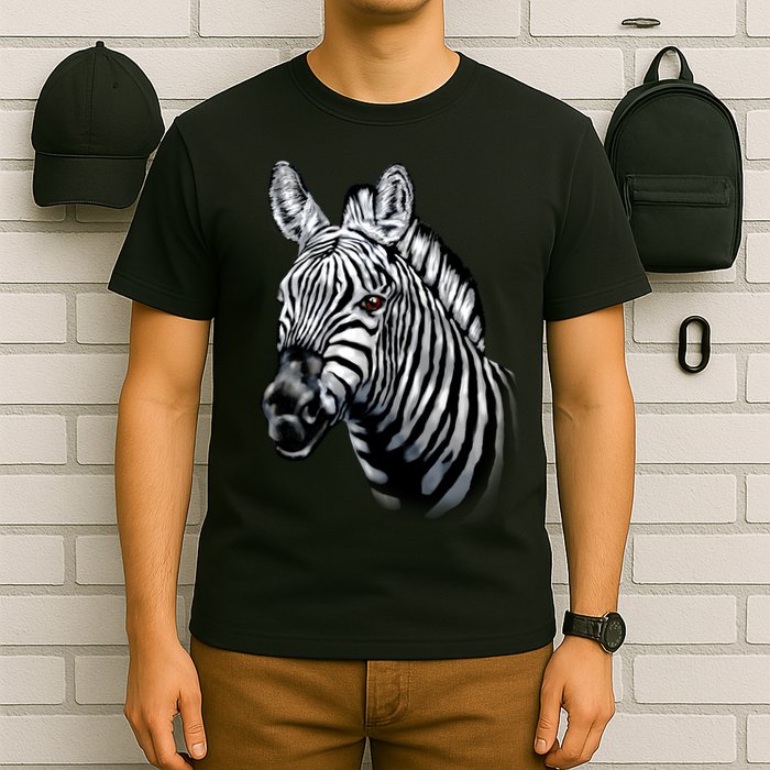 Wildlife - Big Face Zebra Up Close Portrait T-Shirt