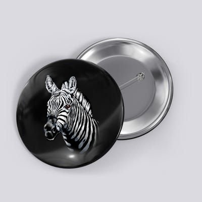 Wildlife - Big Face Zebra Up Close Portrait Button