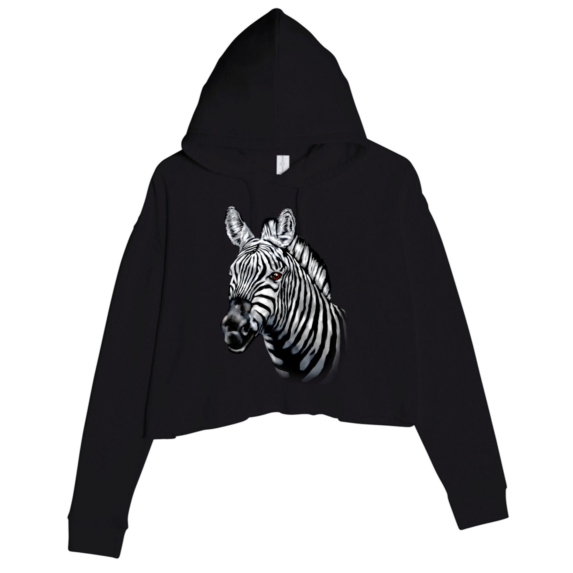 Wildlife - Big Face Zebra Up Close Portrait Crop Fleece Hoodie