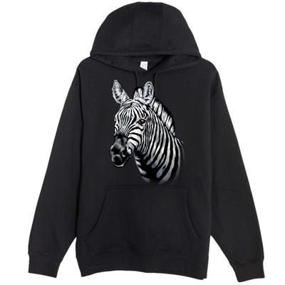 Wildlife - Big Face Zebra Up Close Portrait Premium Pullover Hoodie