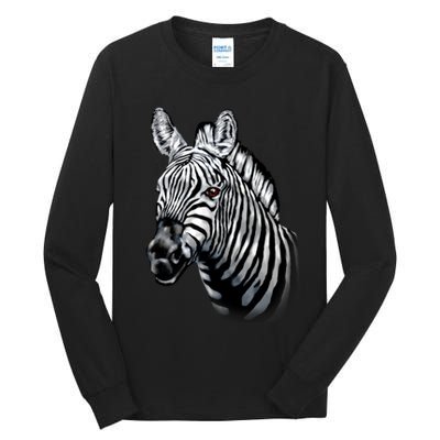 Wildlife - Big Face Zebra Up Close Portrait Tall Long Sleeve T-Shirt