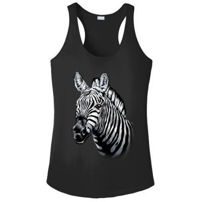 Wildlife - Big Face Zebra Up Close Portrait Ladies PosiCharge Competitor Racerback Tank