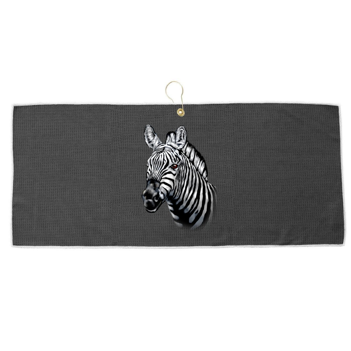 Wildlife - Big Face Zebra Up Close Portrait Large Microfiber Waffle Golf Towel