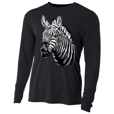 Wildlife - Big Face Zebra Up Close Portrait Cooling Performance Long Sleeve Crew