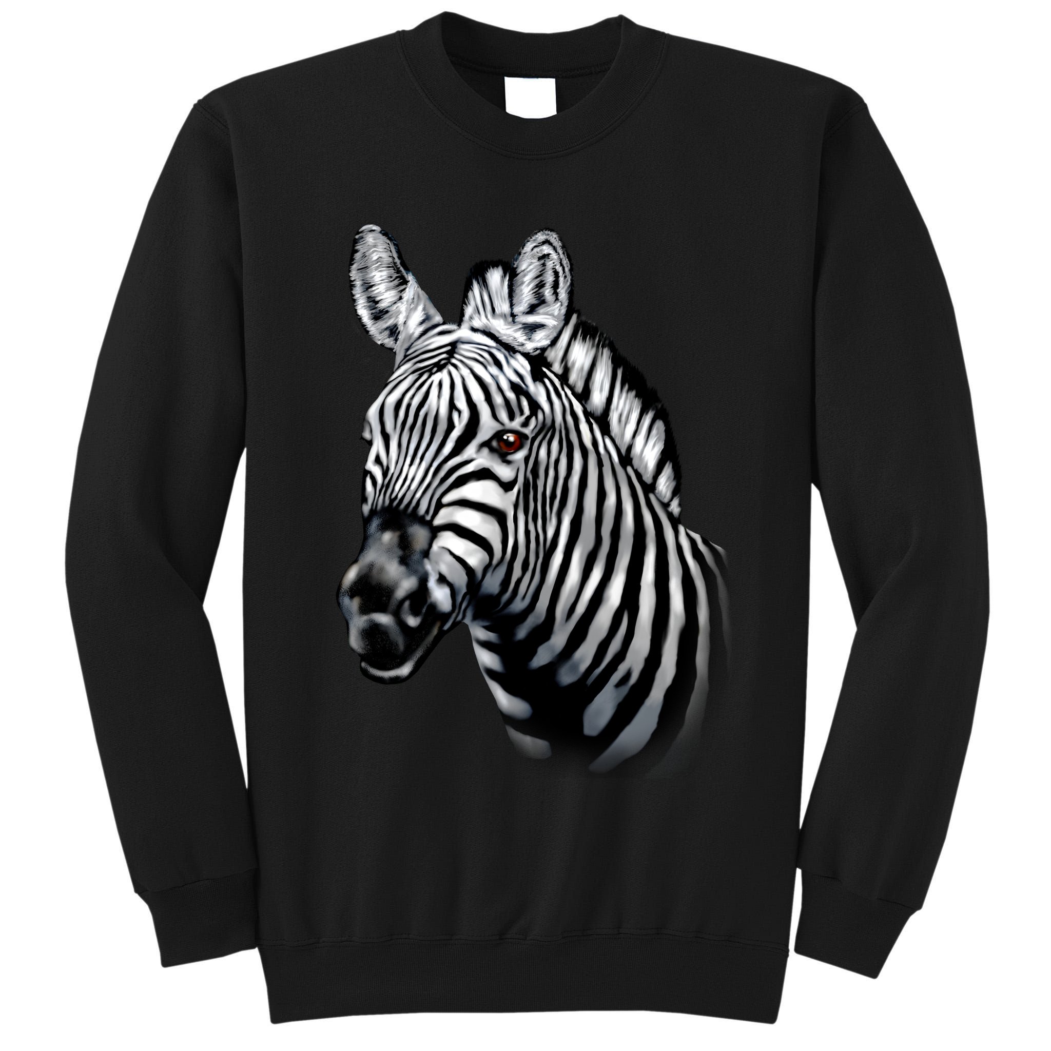 Wildlife - Big Face Zebra Up Close Portrait Tall Sweatshirt