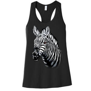 Wildlife - Big Face Zebra Up Close Portrait Women's Racerback Tank