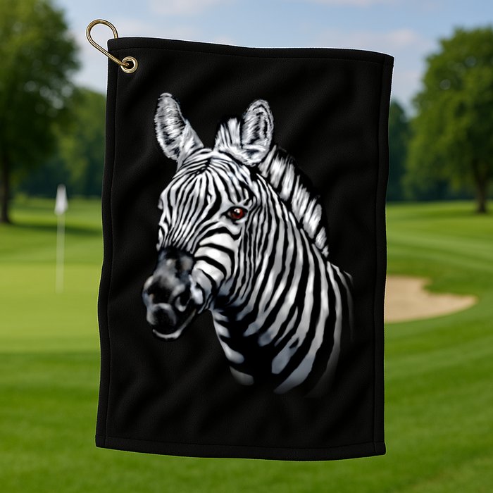 Wildlife - Big Face Zebra Up Close Portrait Golf Towel