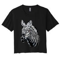 Wildlife - Big Face Zebra Up Close Portrait Women's Crop Top Tee
