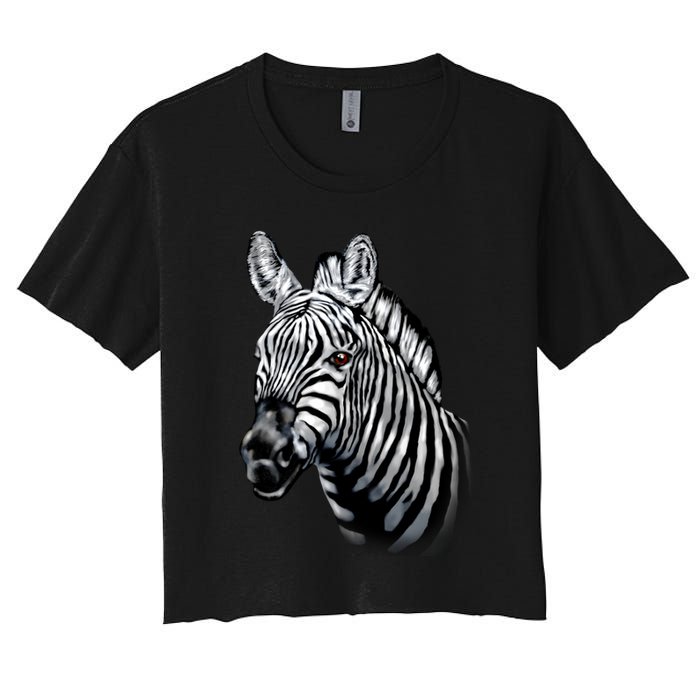 Wildlife - Big Face Zebra Up Close Portrait Women's Crop Top Tee