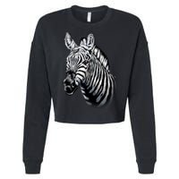 Wildlife - Big Face Zebra Up Close Portrait Cropped Pullover Crew