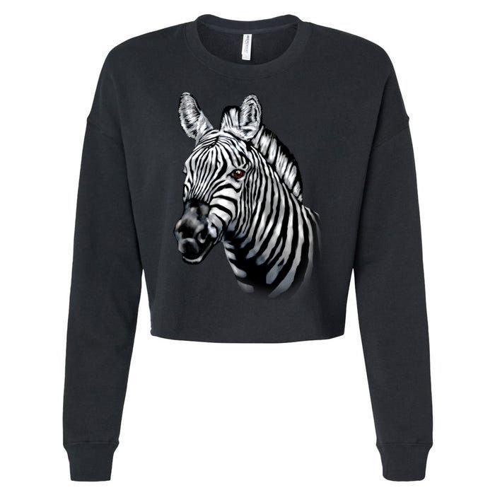 Wildlife - Big Face Zebra Up Close Portrait Cropped Pullover Crew