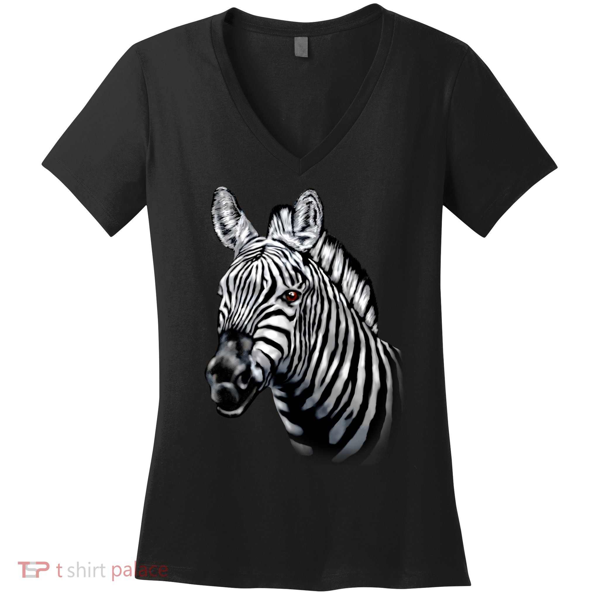 Wildlife - Big Face Zebra Up Close Portrait Women's V-Neck T-Shirt