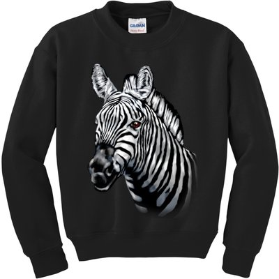 Wildlife - Big Face Zebra Up Close Portrait Kids Sweatshirt