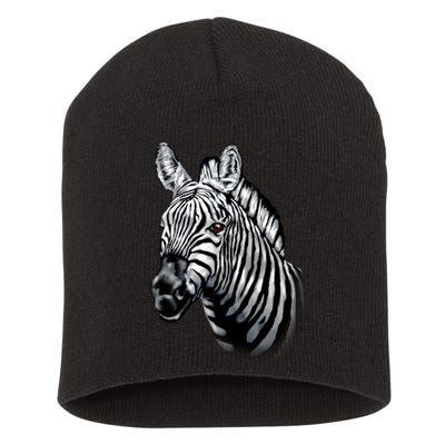 Wildlife - Big Face Zebra Up Close Portrait Short Acrylic Beanie