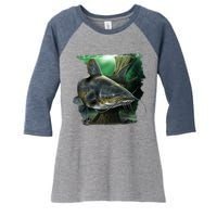 Wildlife - Catfish Swim Women's Tri-Blend 3/4-Sleeve Raglan Shirt