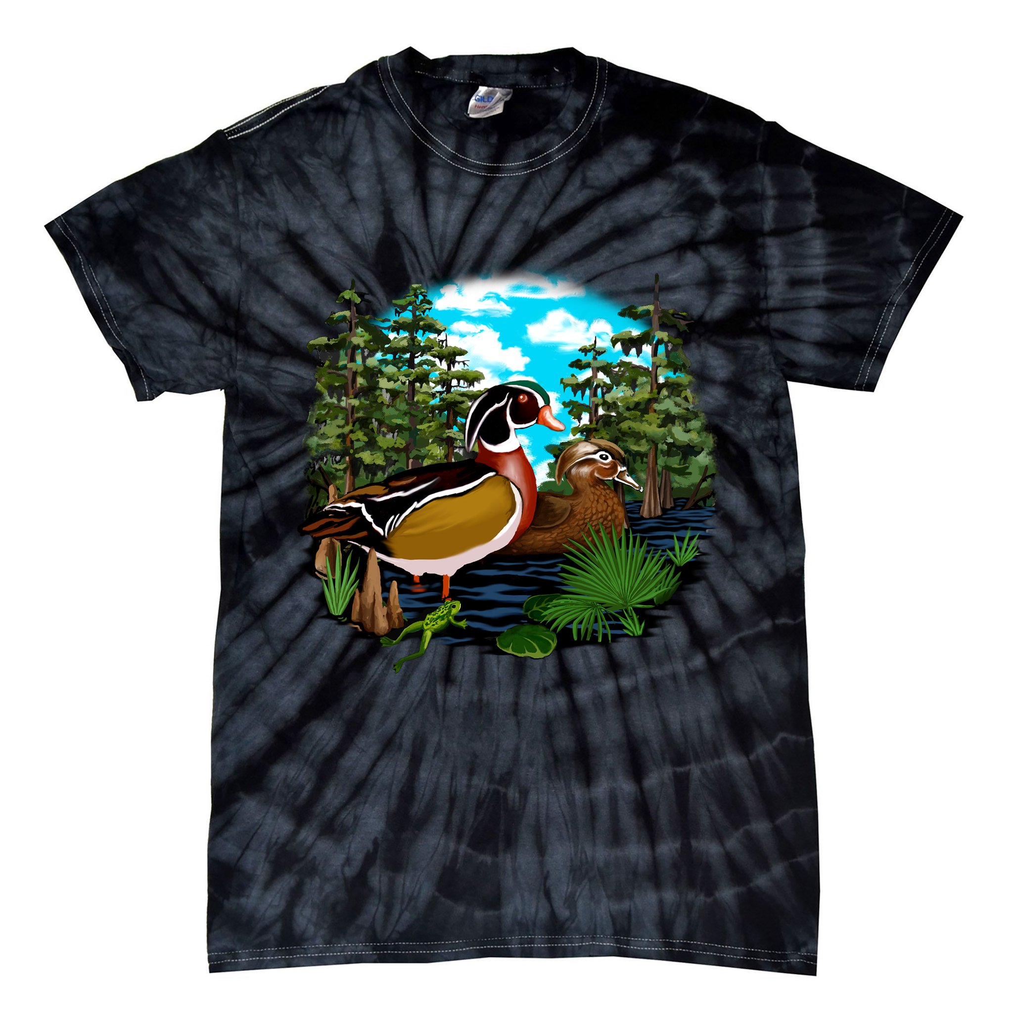 Wildlife - Ducks Portrait Tie-Dye T-Shirt