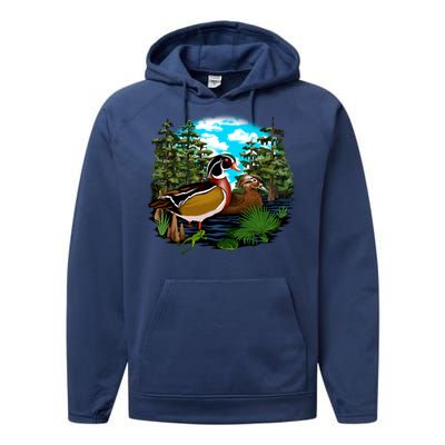 Wildlife - Ducks Portrait Performance Fleece Hoodie