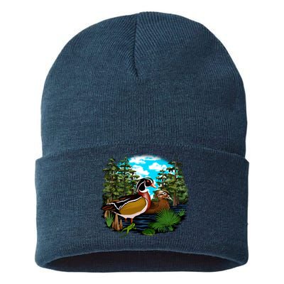 Wildlife - Ducks Portrait Sustainable Knit Beanie