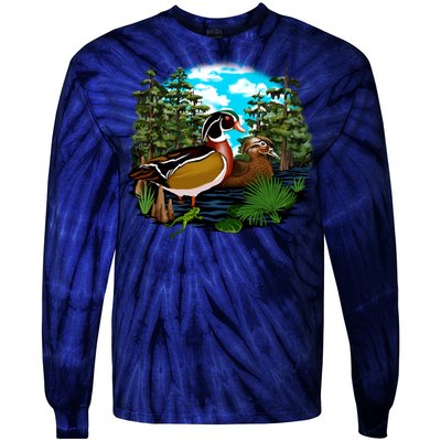 Wildlife - Ducks Portrait Tie-Dye Long Sleeve Shirt