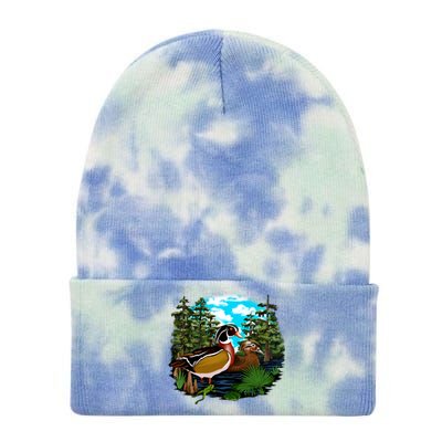 Wildlife - Ducks Portrait Tie Dye 12in Knit Beanie