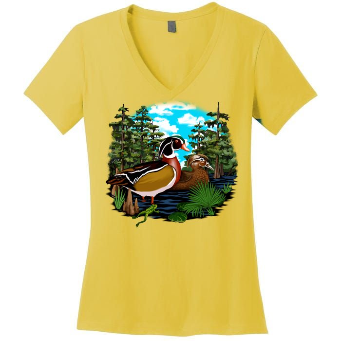 Wildlife - Ducks Portrait Women's V-Neck T-Shirt