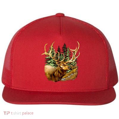 Wildlife - Elk Portrait Flat Bill Trucker Hat