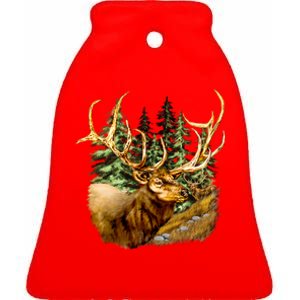 Wildlife - Elk Portrait Ceramic Bell Ornament