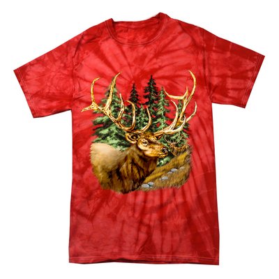 Wildlife - Elk Portrait Tie-Dye T-Shirt