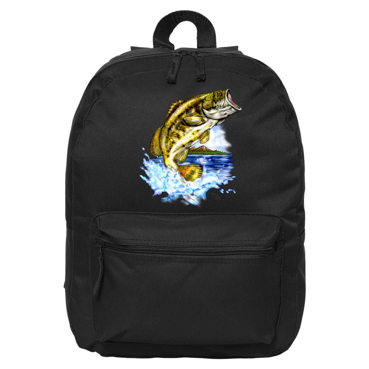 Wildlife - Fish Fishing Large Mouth Bass Portrait 16 in Basic Backpack