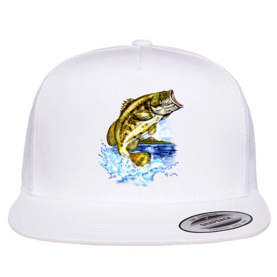 Wildlife - Fish Fishing Large Mouth Bass Portrait Flat Bill Trucker Hat