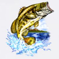 Wildlife - Fish Fishing Large Mouth Bass Portrait Flat Bill Trucker Hat