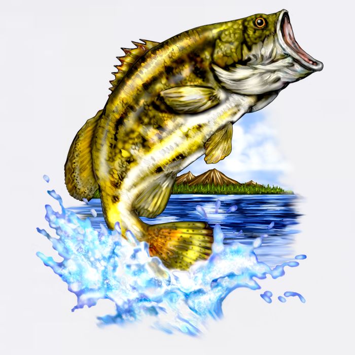 Wildlife - Fish Fishing Large Mouth Bass Portrait Flat Bill Trucker Hat