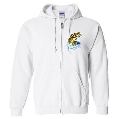 Wildlife - Fish Fishing Large Mouth Bass Portrait Full Zip Hoodie