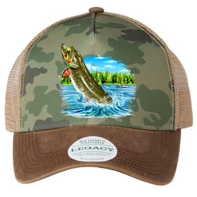 Wildlife - Fishing Muskie Fish Portrait Legacy Tie Dye Trucker Hat