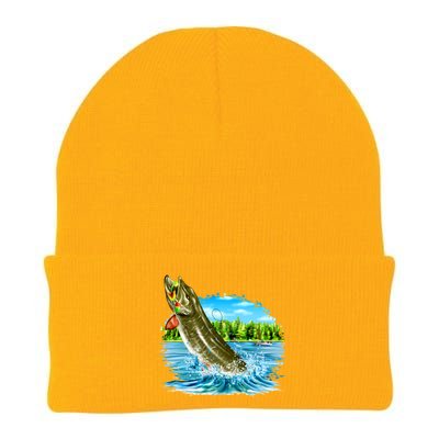 Wildlife - Fishing Muskie Fish Portrait Knit Cap Winter Beanie