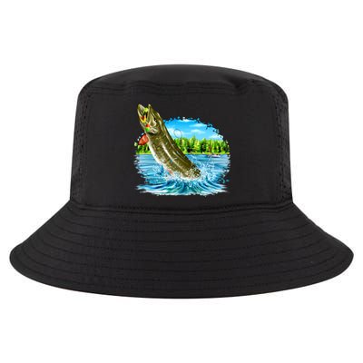 Wildlife - Fishing Muskie Fish Portrait Cool Comfort Performance Bucket Hat