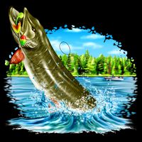 Wildlife - Fishing Muskie Fish Portrait Cooling Performance Crew T-Shirt