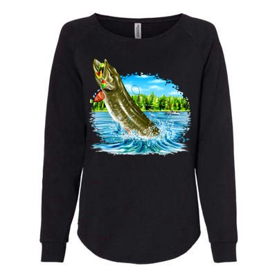 Wildlife - Fishing Muskie Fish Portrait Womens California Wash Sweatshirt