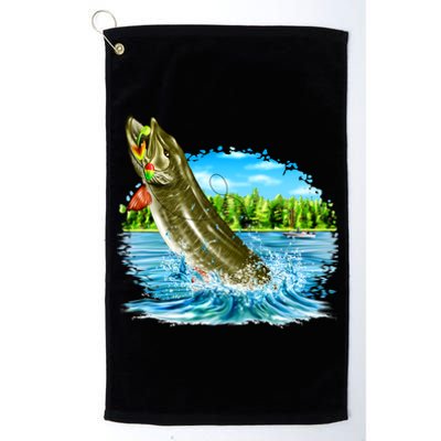 Wildlife - Fishing Muskie Fish Portrait Platinum Collection Golf Towel