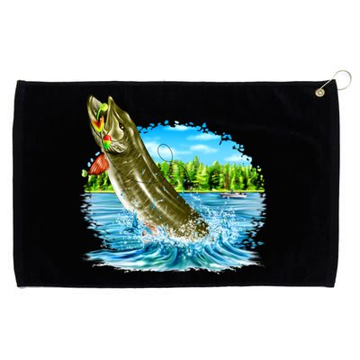 Wildlife - Fishing Muskie Fish Portrait Grommeted Golf Towel