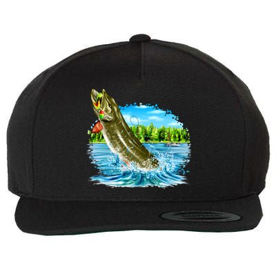 Wildlife - Fishing Muskie Fish Portrait Wool Snapback Cap