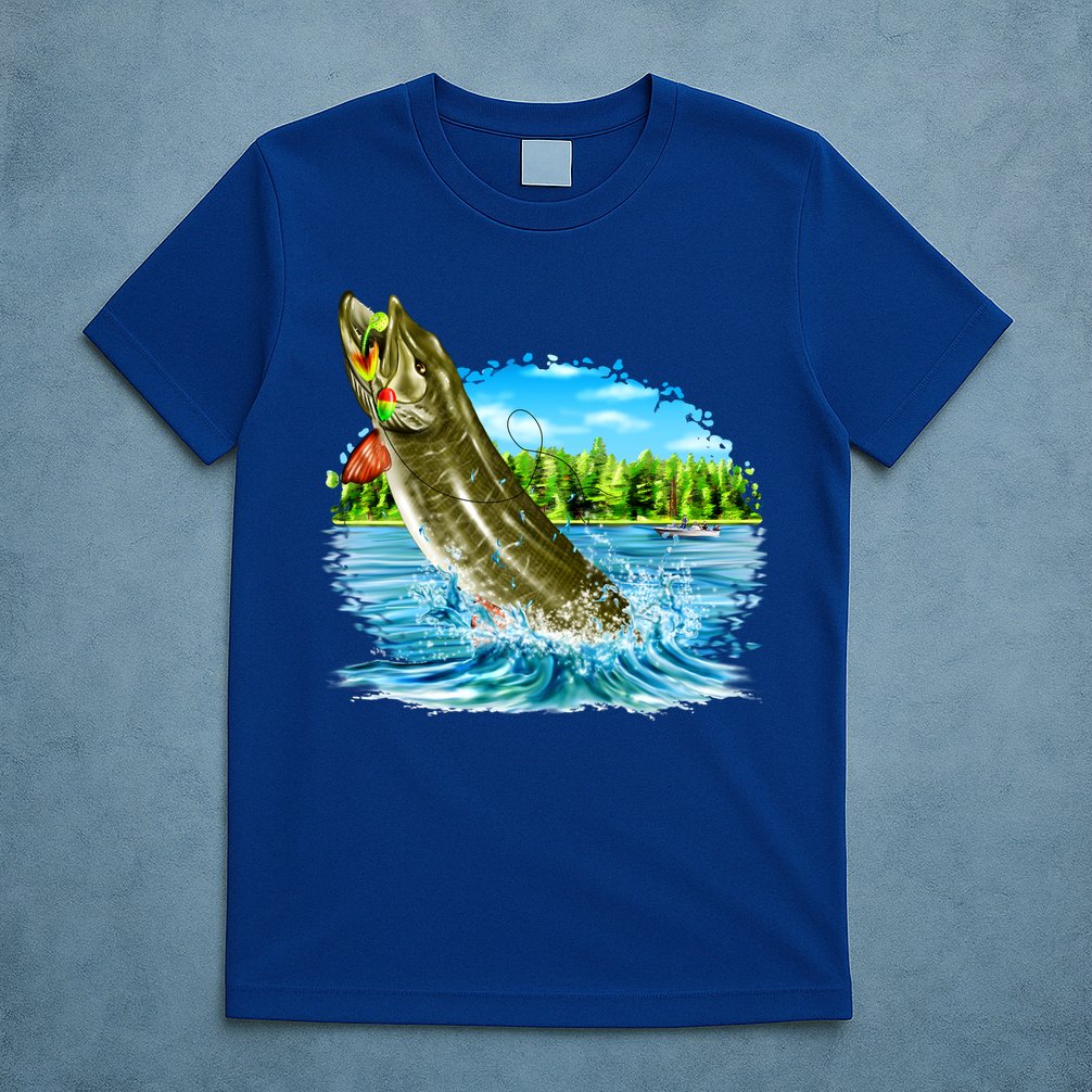 Wildlife - Fishing Muskie Fish Portrait T-Shirt