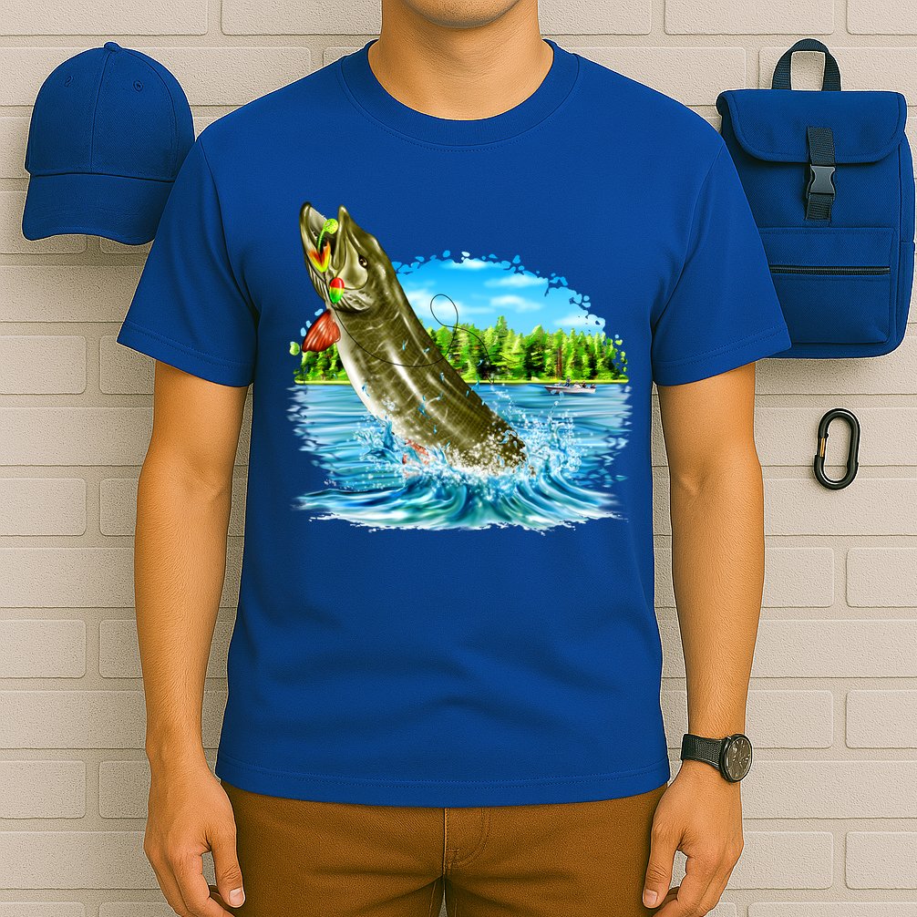 Wildlife - Fishing Muskie Fish Portrait T-Shirt