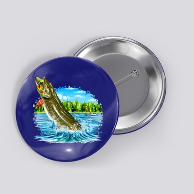 Wildlife - Fishing Muskie Fish Portrait Button