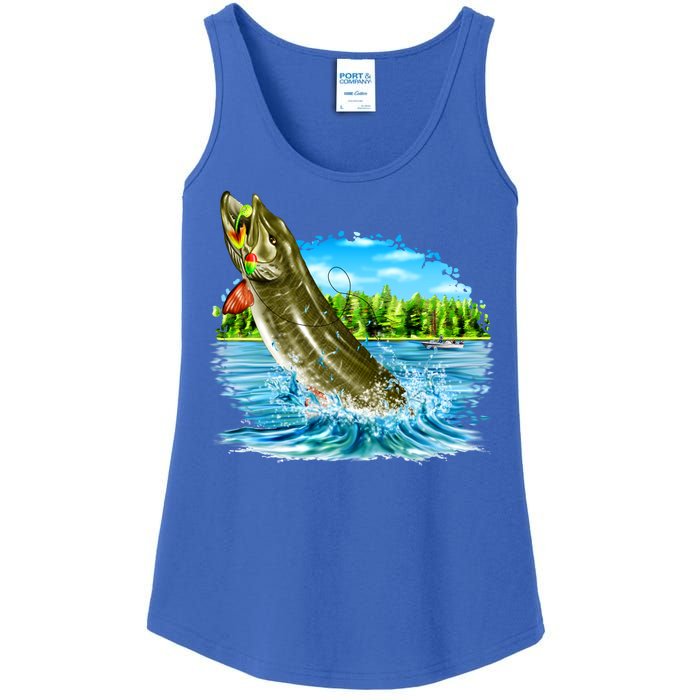 Wildlife - Fishing Muskie Fish Portrait Ladies Essential Tank